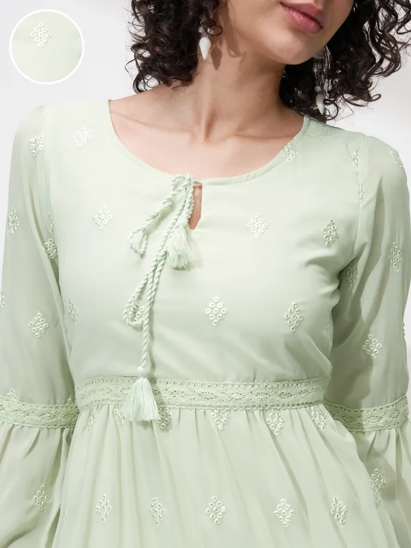 Vishudh Women Sea Green Printed Bodycon Dress