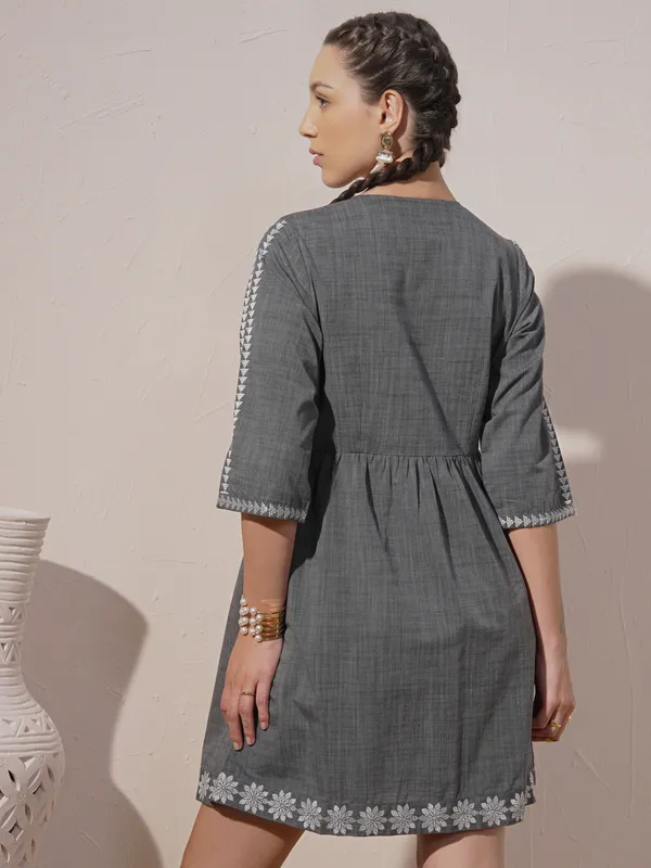 Embroidered A-Line Dress