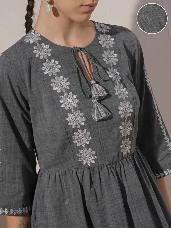 Embroidered A-Line Dress