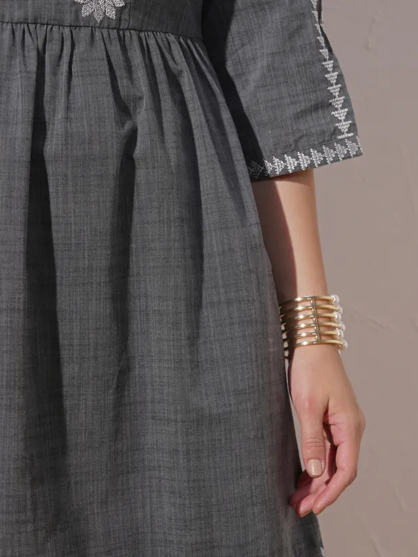 Embroidered A-Line Dress