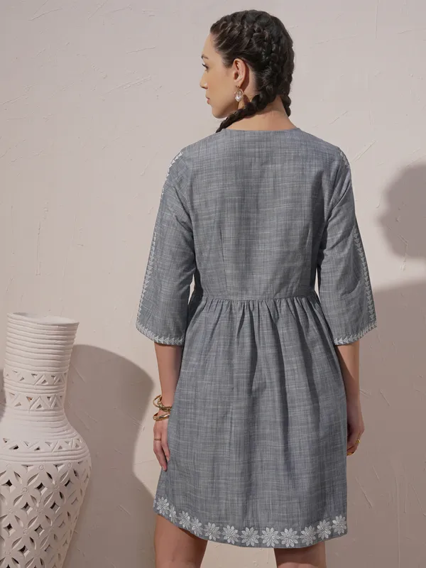 Embroidered A-Line Dress