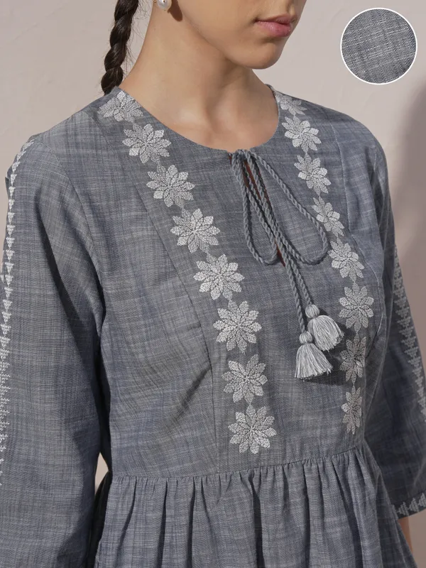 Embroidered A-Line Dress