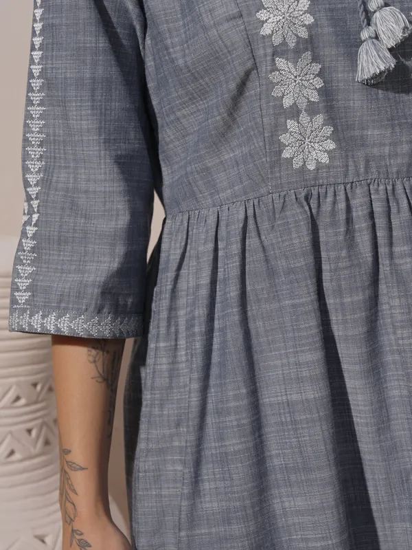 Embroidered A-Line Dress