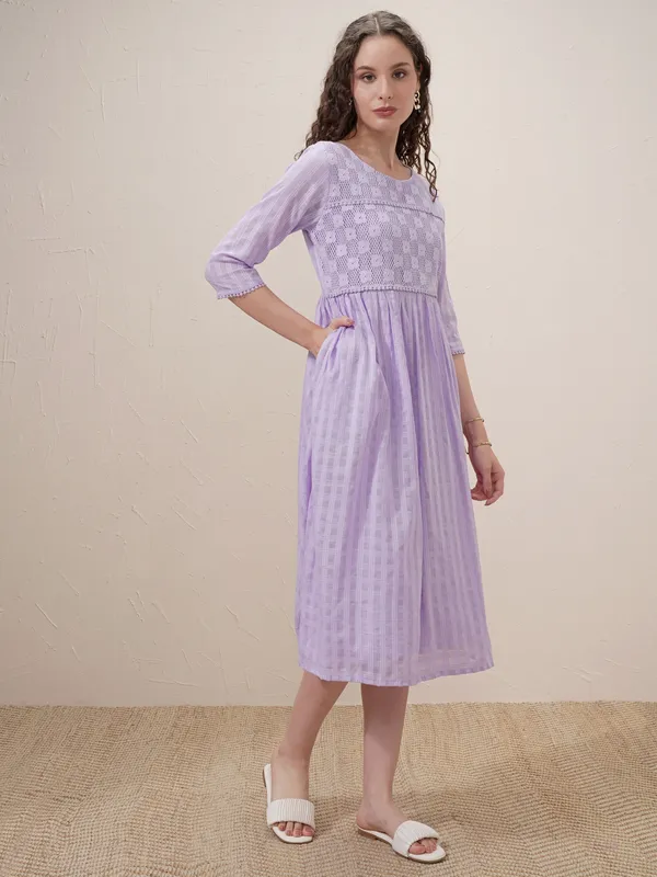 Self Design A-Line Dress