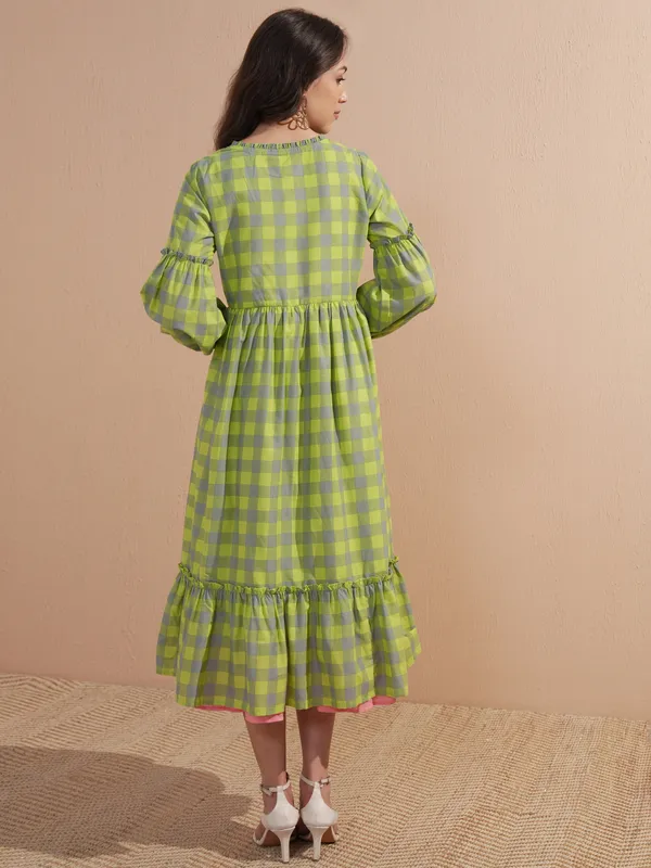 Checked Drop-Waist Dress