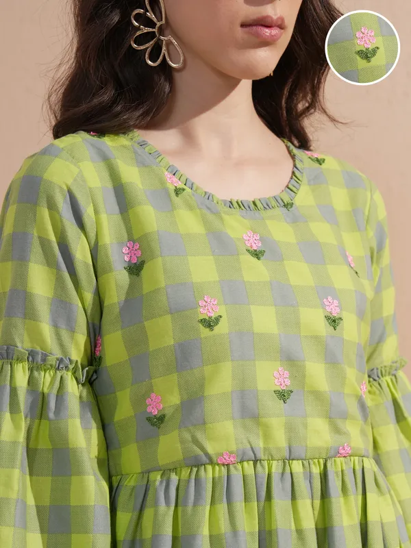 Checked Drop-Waist Dress