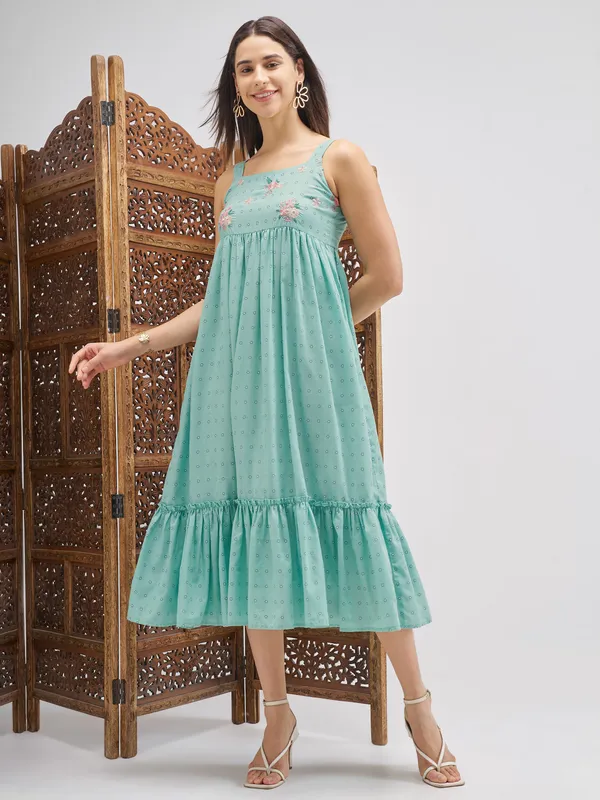 Vishudh Women Blue Printed Maxi Dress