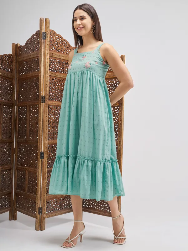 Vishudh Women Blue Printed Maxi Dress