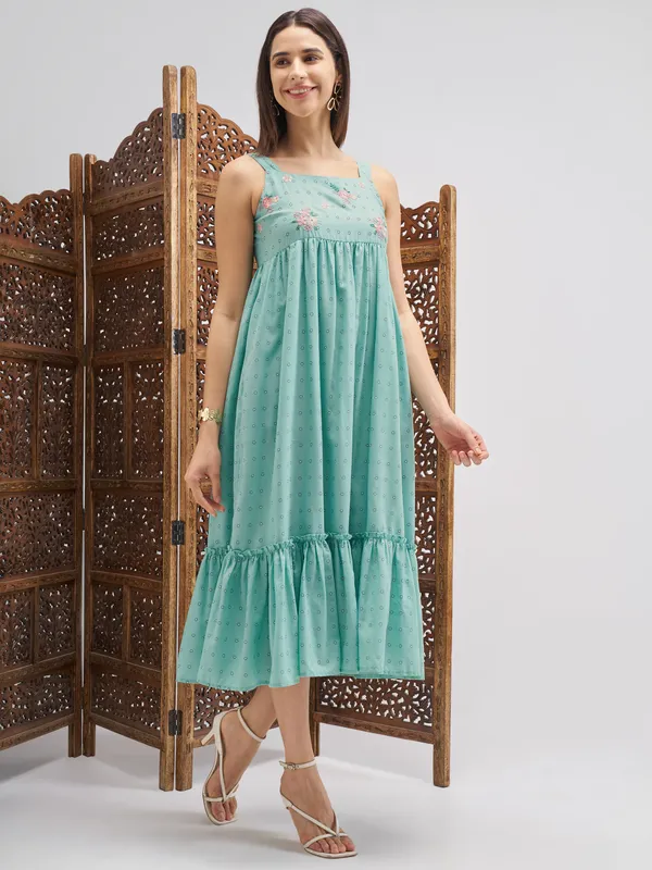 Vishudh Women Blue Printed Maxi Dress