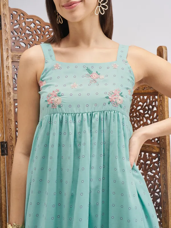 Vishudh Women Blue Printed Maxi Dress