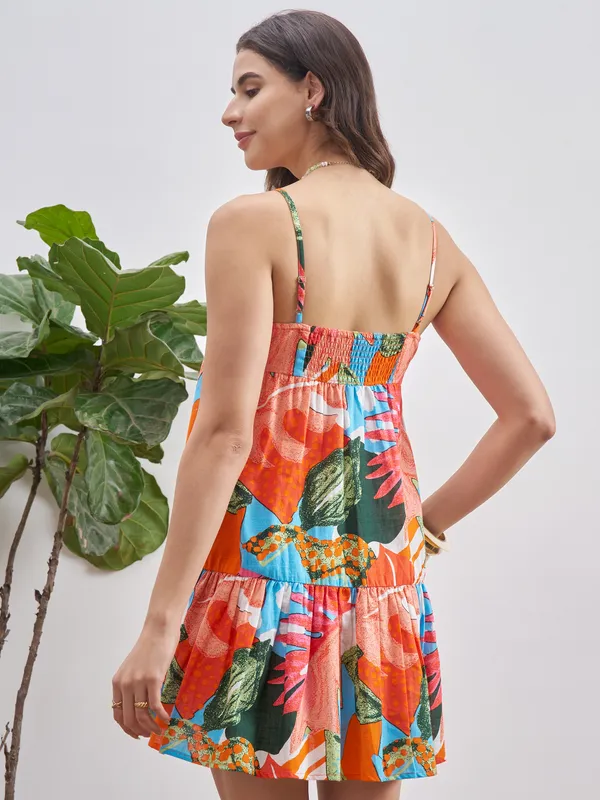 Vishudh Women Red Printed A-Line Dress