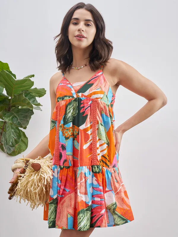 Vishudh Women Red Printed A-Line Dress