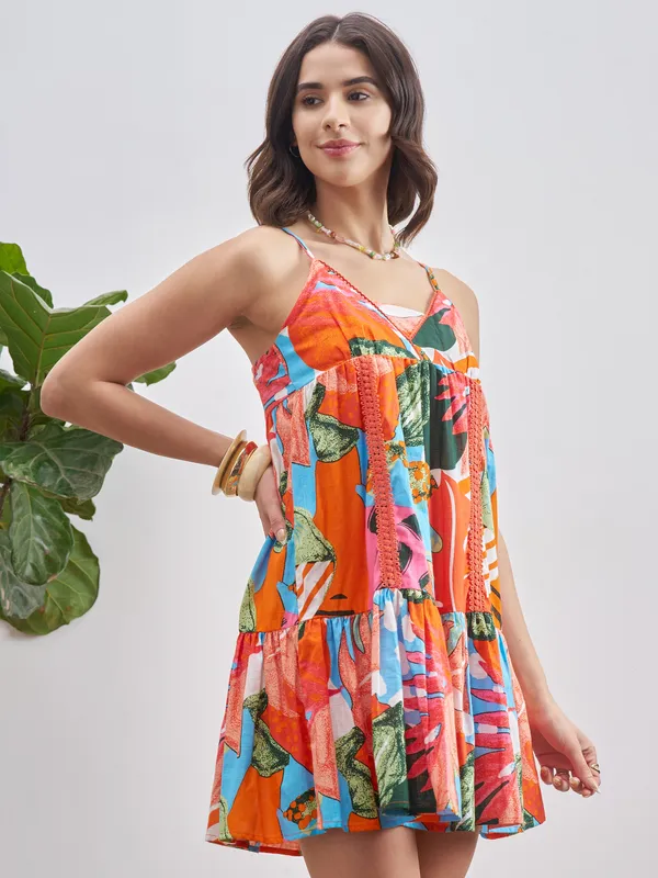 Vishudh Women Red Printed A-Line Dress