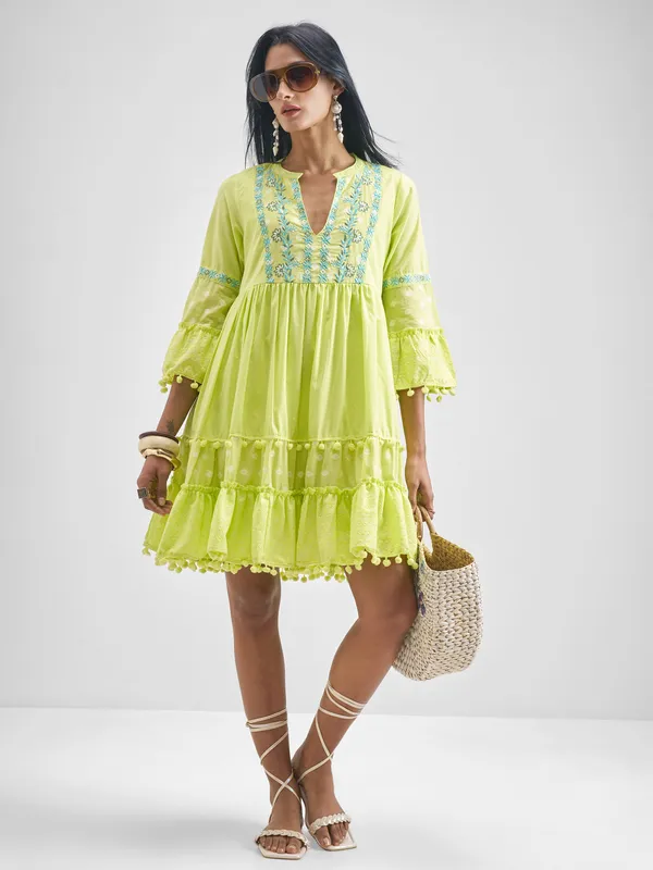 Embroidered Fit and Flare Dress