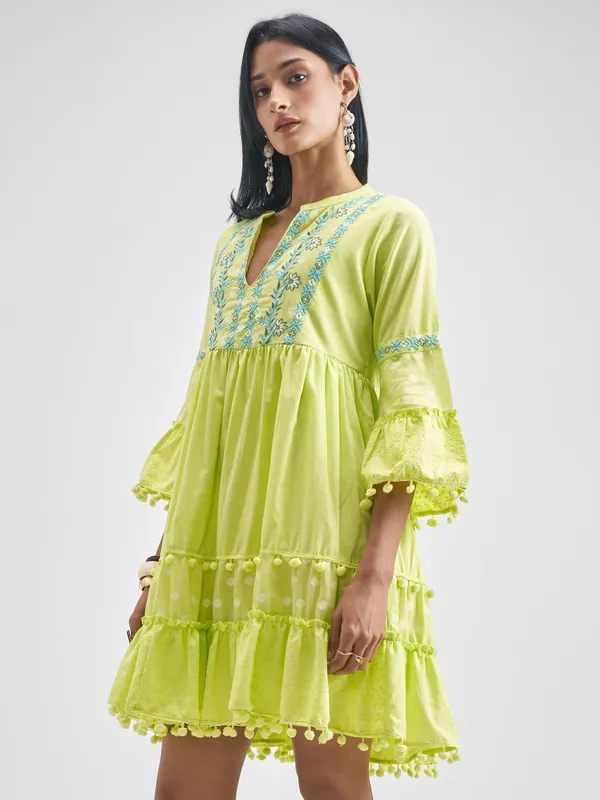 Embroidered Fit and Flare Dress