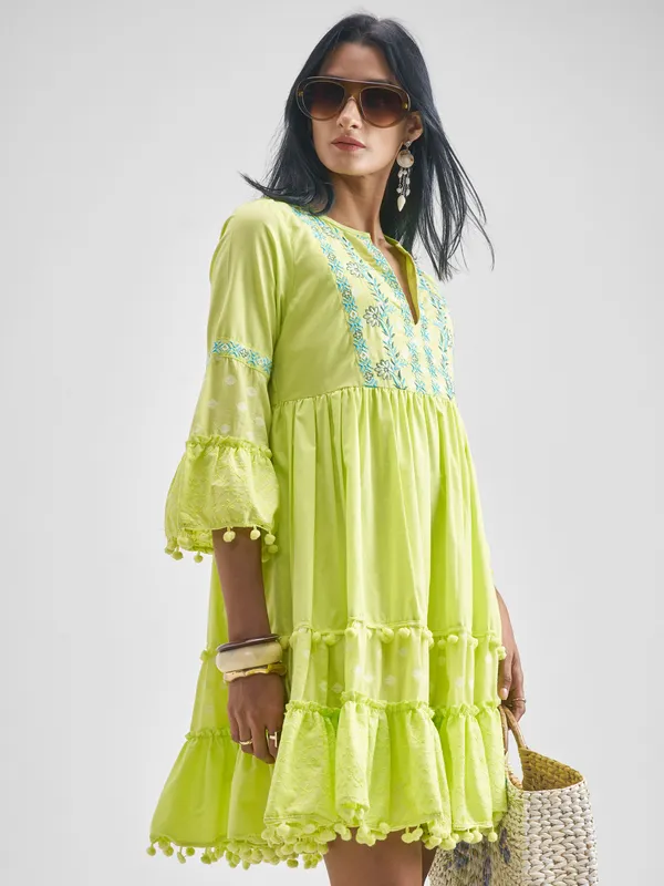 Embroidered Fit and Flare Dress