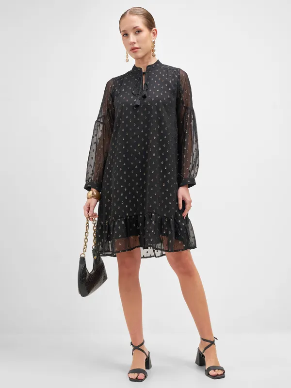 Vishudh Women Black Embellished A-Line Dress