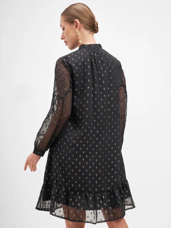 Vishudh Women Black Embellished A-Line Dress