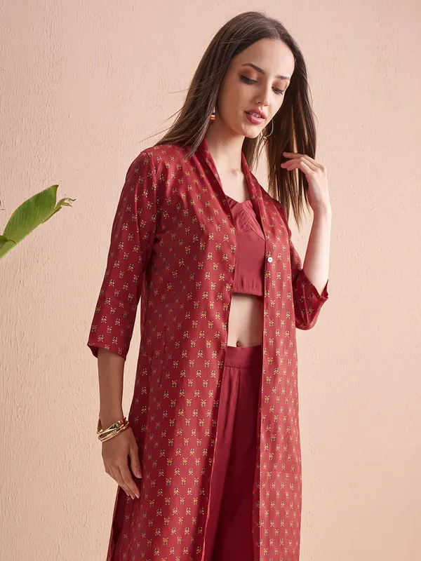Vishudh Women Red Top With Palazzos