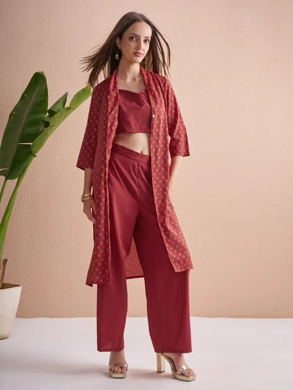 Vishudh Women Red Top With Palazzos