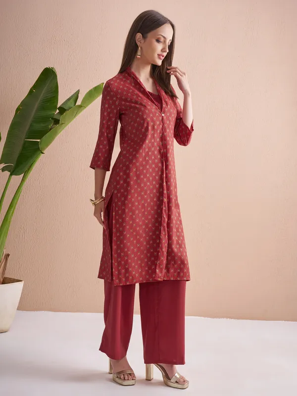 Vishudh Women Red Top With Palazzos