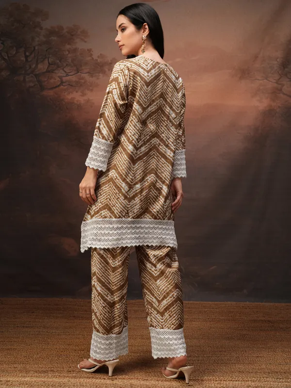 Vishudh Women Coffee Brown Tunic With Trouser Co-Ords