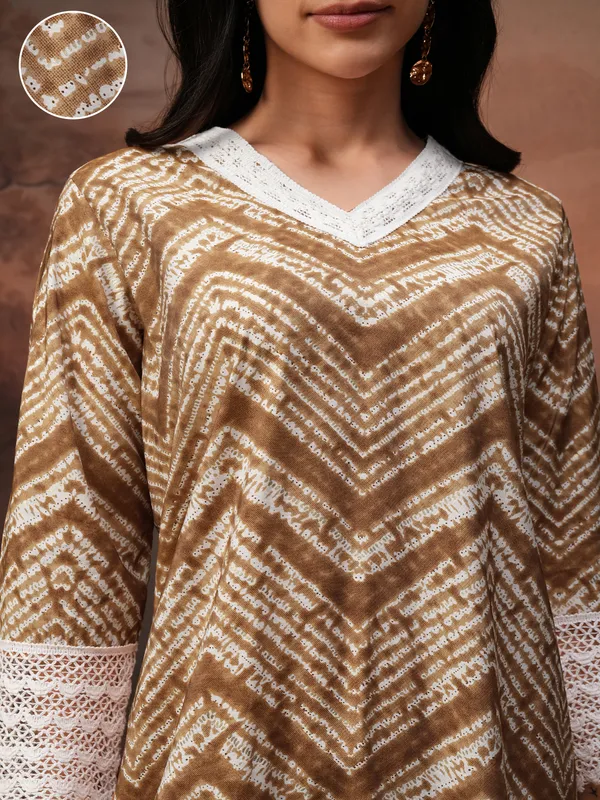 Vishudh Women Coffee Brown Tunic With Trouser Co-Ords