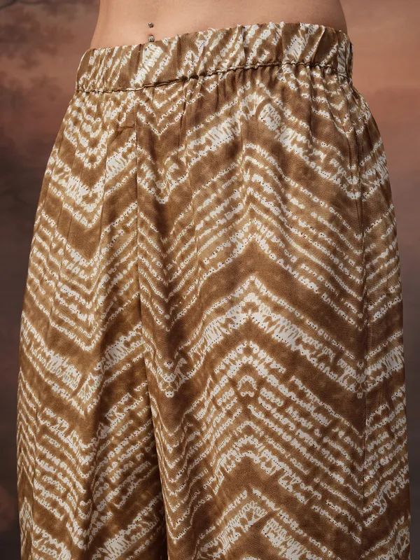 Vishudh Women Coffee Brown Tunic With Trouser Co-Ords