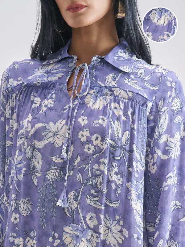 Vishudh Women Purple Top With Trouser Co-Ords