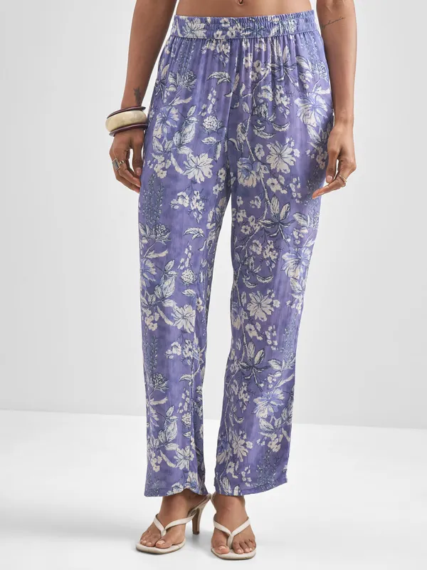 Vishudh Women Purple Top With Trouser Co-Ords