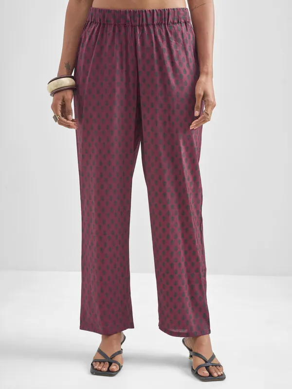 Vishudh Women Burgundy Tunic With Trouser Co-Ords