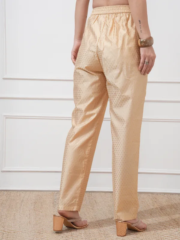 Vishudh Women Beige Printed Regular Fit Casual Trouser