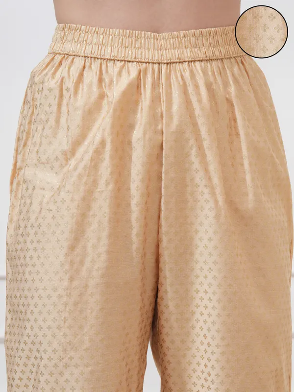 Vishudh Women Beige Printed Regular Fit Casual Trouser