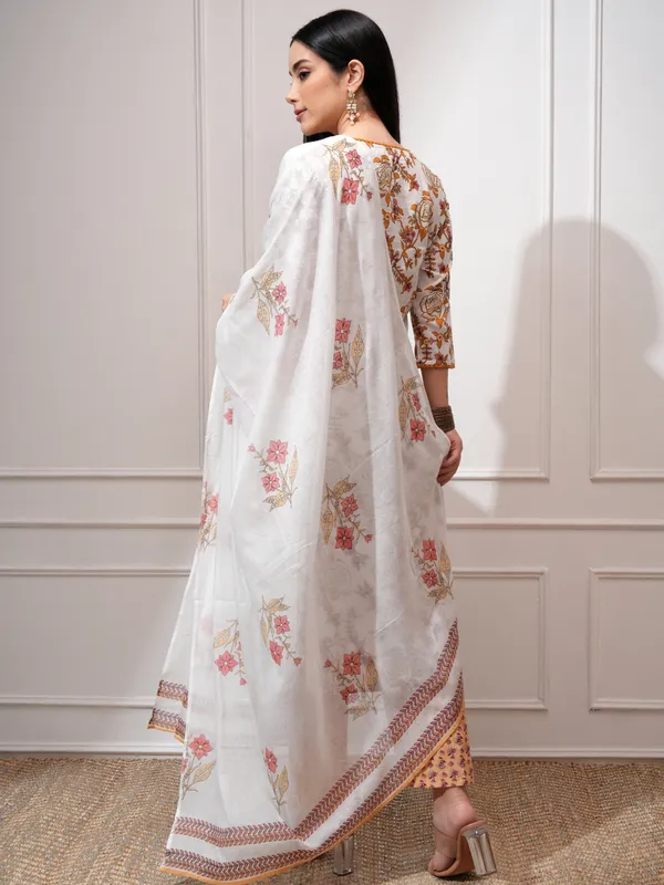 Vishudh Women White Kurta With Trousers And Dupatta