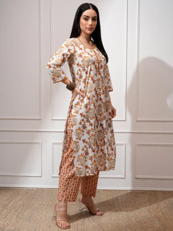 Vishudh Women White Kurta With Trousers And Dupatta