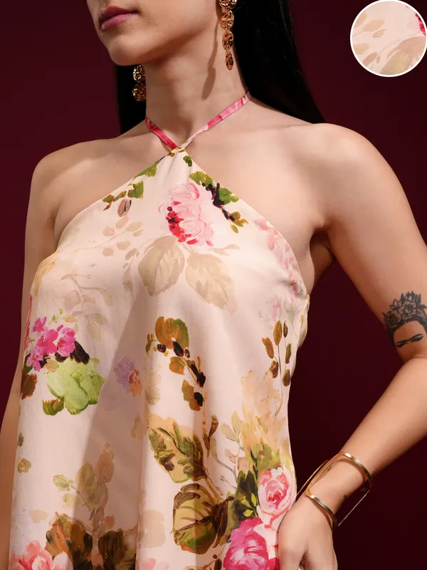 Vishudh Women Cream Kurta With Trousers