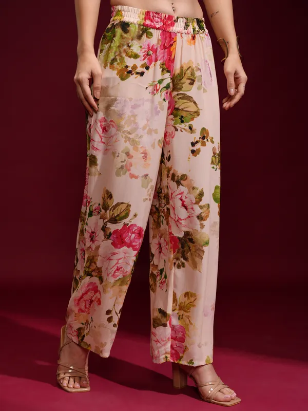 Vishudh Women Cream Kurta With Trousers