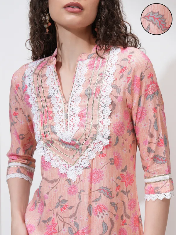 Vishudh Women Pink Kurta With Trouser