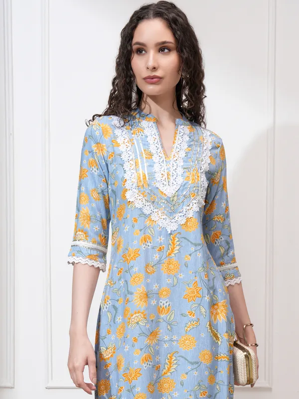 Vishudh Women Blue Kurta With Trouser