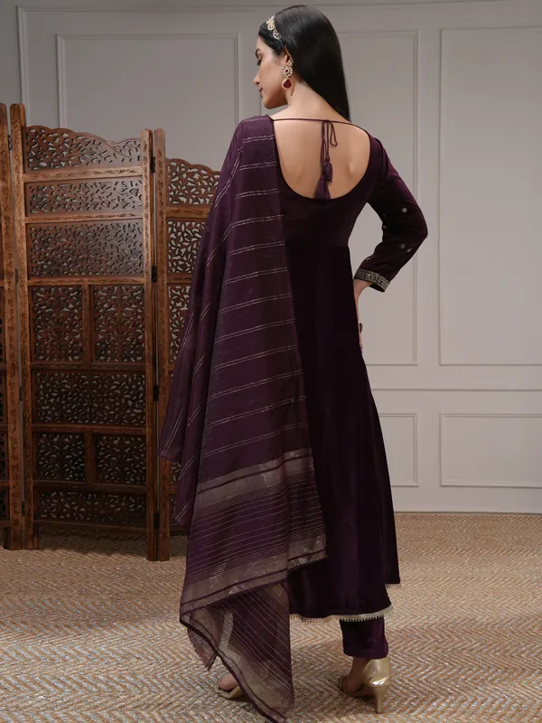 Vishudh Women Purple Women Kurta With Trousers And Dupatta