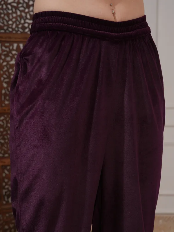 Vishudh Women Purple Women Kurta With Trousers And Dupatta