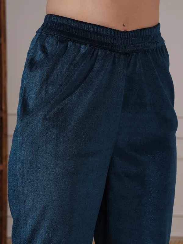 Vishudh Women Teal Women Kurta With Trousers And Dupatta