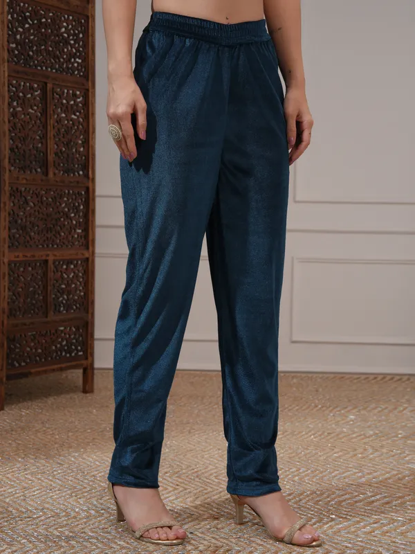 Vishudh Women Teal Women Kurta With Trousers And Dupatta