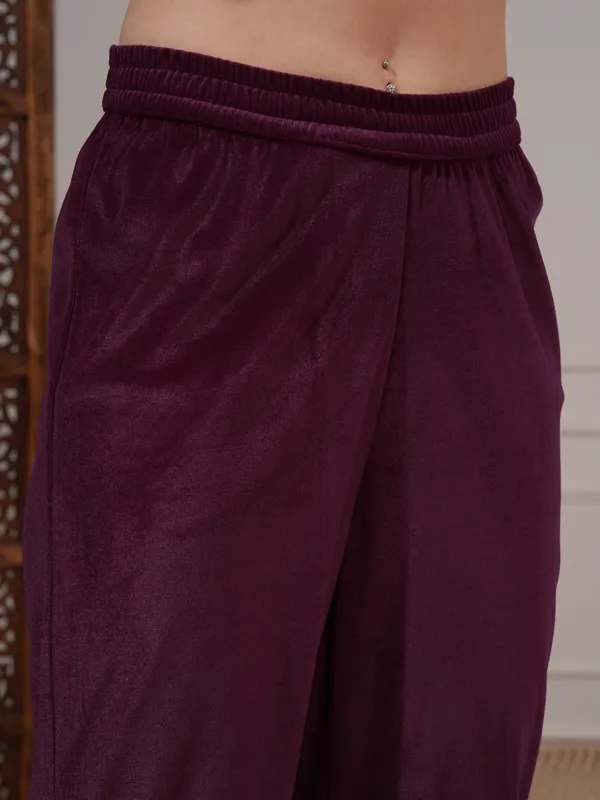 Vishudh Women Purple Women Kurta With Trousers And Dupatta