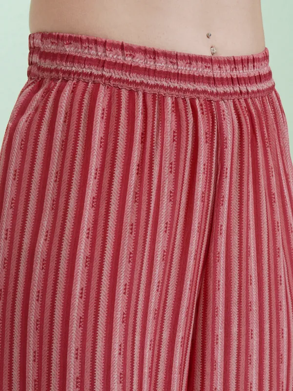 Vishudh Women Red Printed Kurta With Trousers And Dupatta