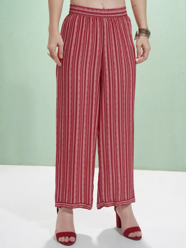 Vishudh Women Red Printed Kurta With Trousers And Dupatta
