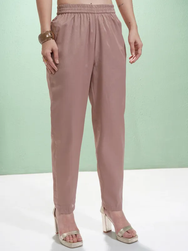 Vishudh Women Pink Embroidered Kurta With Trousers And Dupatta