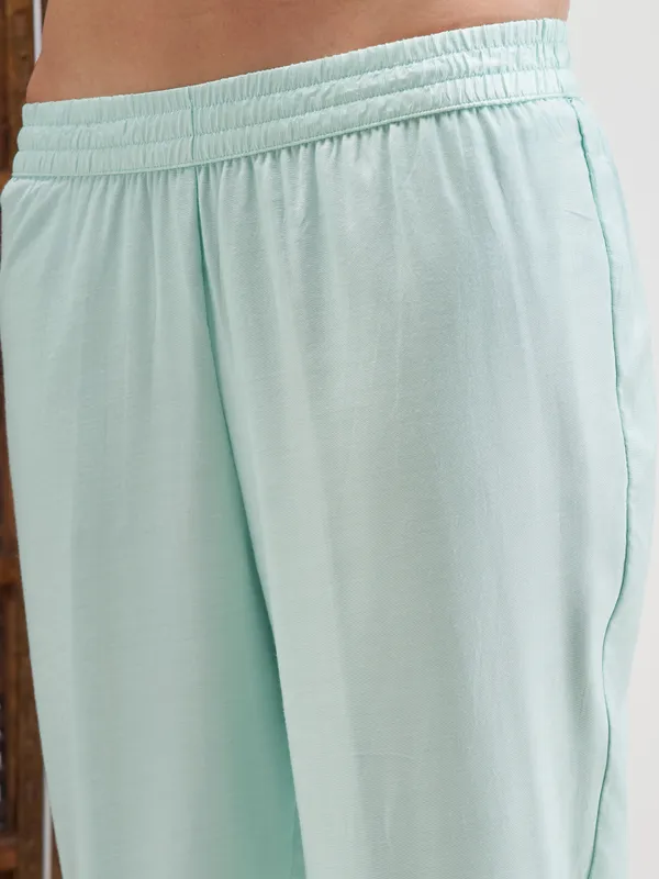 Vishudh Women Blue Embroidered Kurta And Trouser With Dupatta