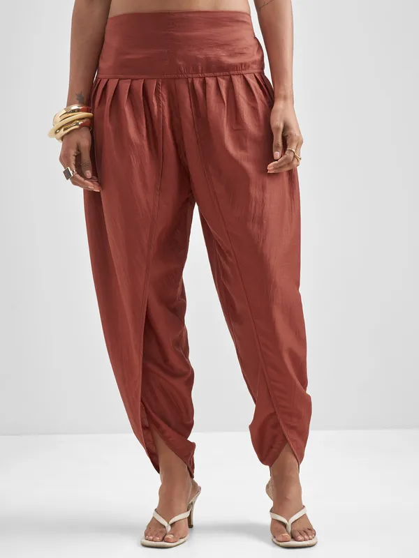 Vishudh Women Rust Kurta With Dhoti Pant