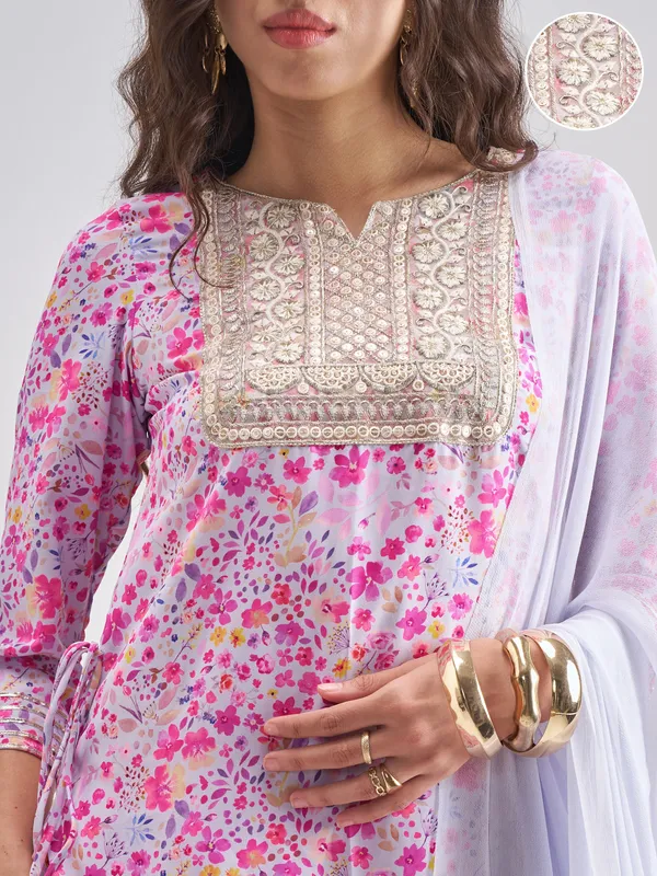 Vishudh Women Multi Printed Kurta With Sharara And Dupatta